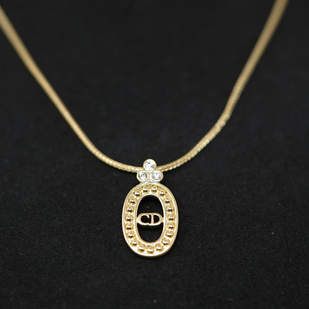 Dior Vintage Gold-Plated Oval CD Necklace